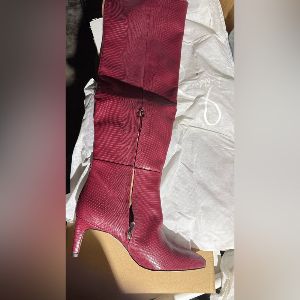 🔥Sam Eldeman Elegant Red Over-the-Knee Boots #NWOT - Picture 4 of 8